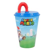 Super Mario Bicchiere con Cannuccia 430Ml ST21430
