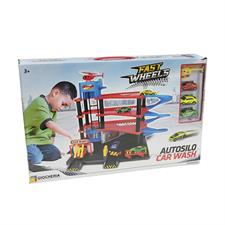 Fast Wheels Car Wah Garage con 4 Veicoli GGI190353