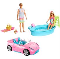 Barbie Playset Barbie e Ken con Piscina e Auto GJB71